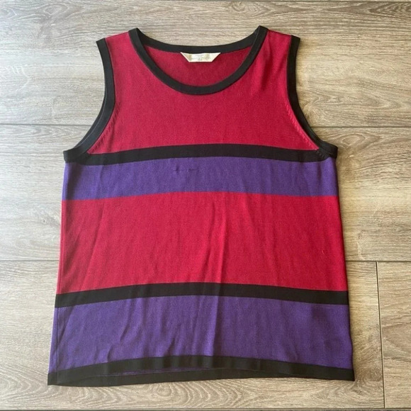 Vintage Y2K Marks & Spencer ColorBlock Silk Knitted Tank Top - Picture 5 of 15